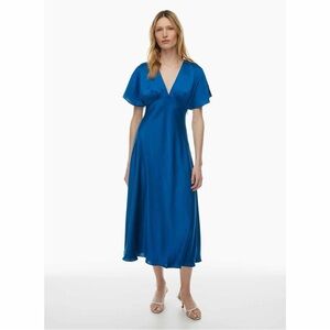 Aritzia Wilfred Terrace Satin Dress Blue 10 Slip Dress Babydoll Wedding Guest